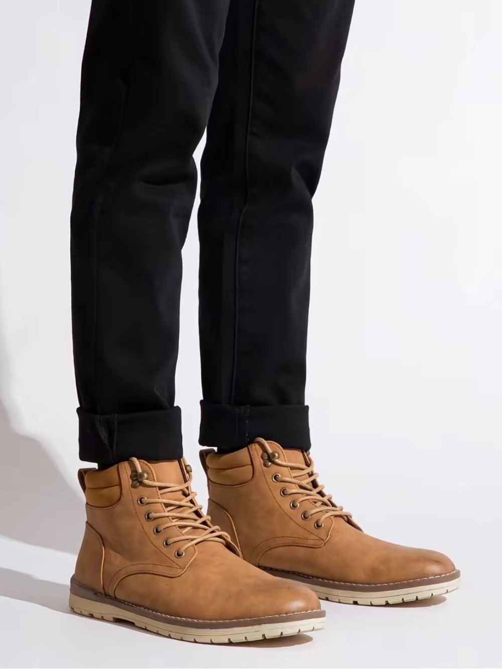 Men's Brown Casual Lace-Up Work Boots